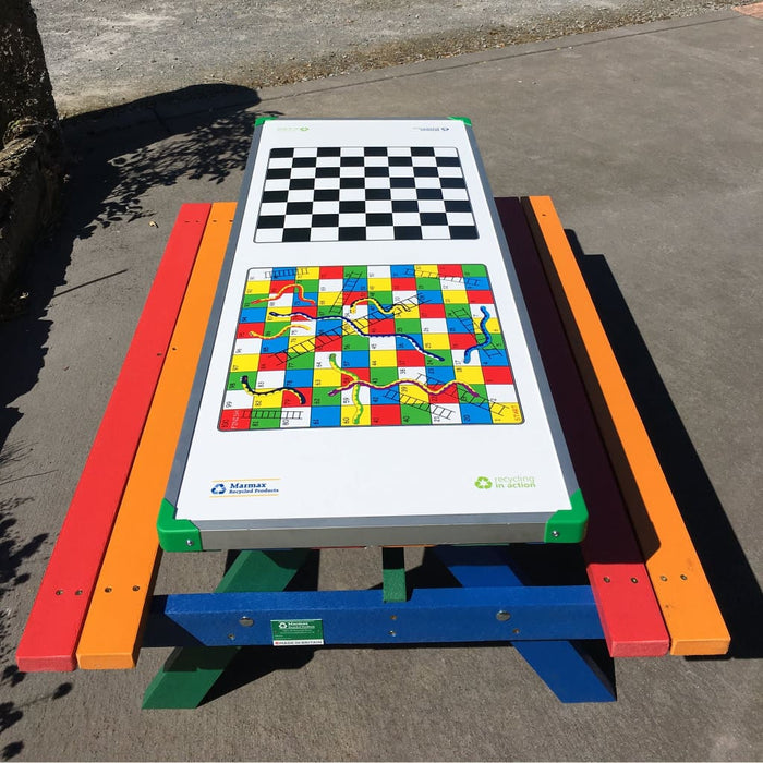 Junior Picnic Bench Including Gameboard Top - Outdoor Outdoor Recycled