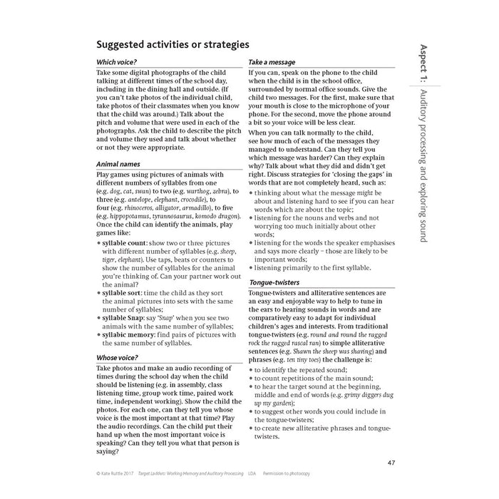Target Ladders Working Memory and Auditory Processing