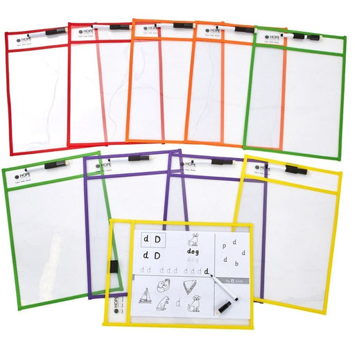 Reusable Wipe-Off Learning Pockets - Pack of 10