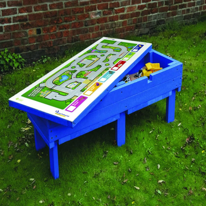 Low Level Sandpit W Gameboard Top - Outdoor Outdoor Plastic Play Recycled